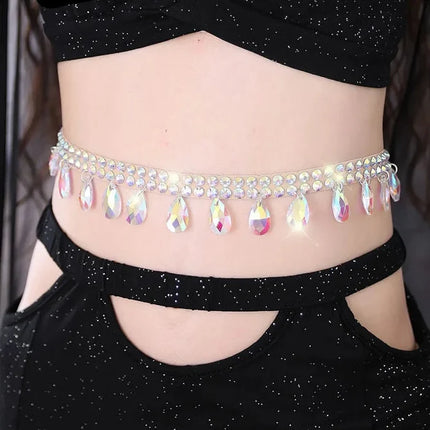 Sparkly Colored Diamond Belly Dance Waist Chain Rhinestone Seal Belt