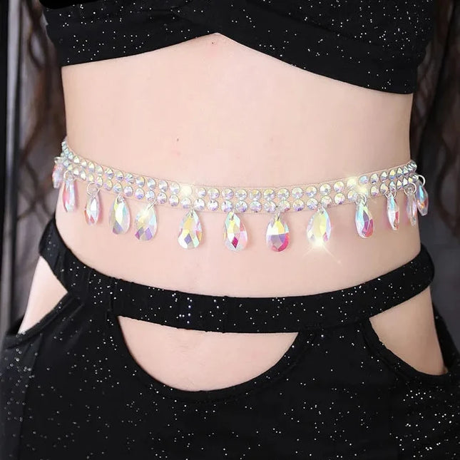 Sparkly Colored Diamond Belly Dance Waist Chain Rhinestone Seal Belt