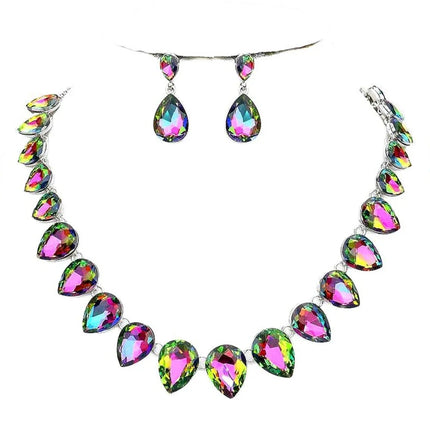 Rhinestone Drop Necklace & Earring Set