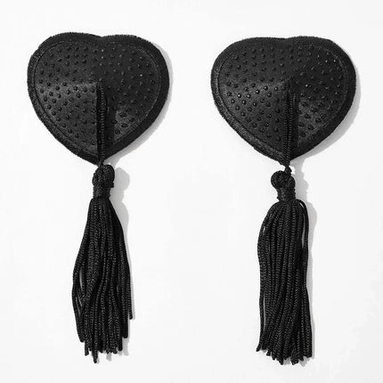 Sparkling Rhinestone Heart Pasties with Swinging Tassels Set