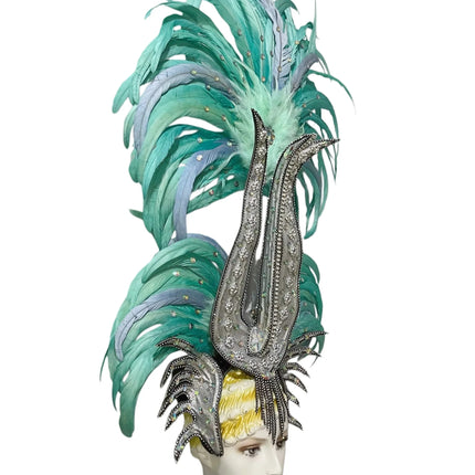 The Stardust Dionysia – Elegant Feathered Samba Carnival & Masquerade Headdress