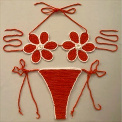 The Stardust Blossom Crochet Bikini – Retro Floral Pin-Up Swim Set
