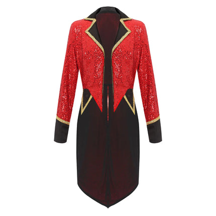 Velvet Circus Ringmaster Tailcoat Jacket Marching Band Halloween Showman Outerwear