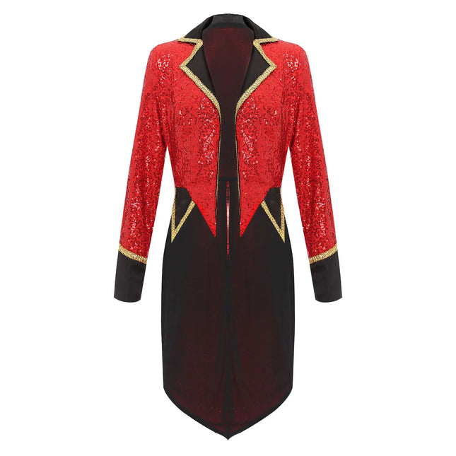 Velvet Circus Ringmaster Tailcoat Jacket Marching Band Halloween Showman Outerwear