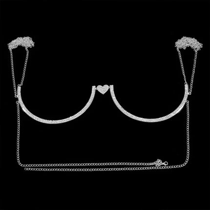 Luxury Rhinestone U-Shape Chest Chain – Shimmering Water Drop Pendant Bikini Bra Body Jewelry for Festivals & Beachwear