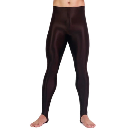 Men's Oil Glossy Sheer High-Stretch Pencil Pants Satin Smooth Leggings