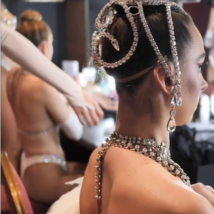 Oversized Crystal Rhinestone High Headpiece Drag Queen Showgirl Crown Accessory
