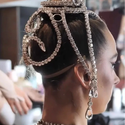 Oversized Crystal Rhinestone High Headpiece Drag Queen Showgirl Crown Accessory