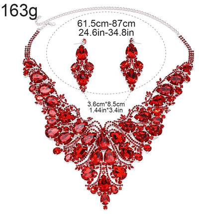 Multicolored Rhinestone Drop Necklace & Earring Set
