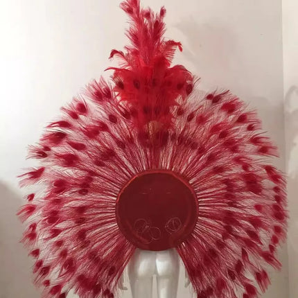 Showgirl Feather Backpiece and Rhinestone Headdress Set