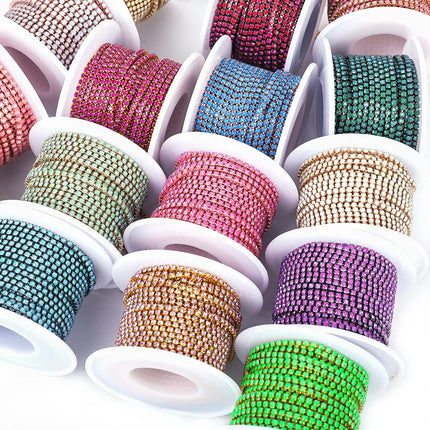The Stardust Fluorescent Stream – Premium AAAA Glass Fluorescent & Mocha Rhinestone Cup Chain Trim
