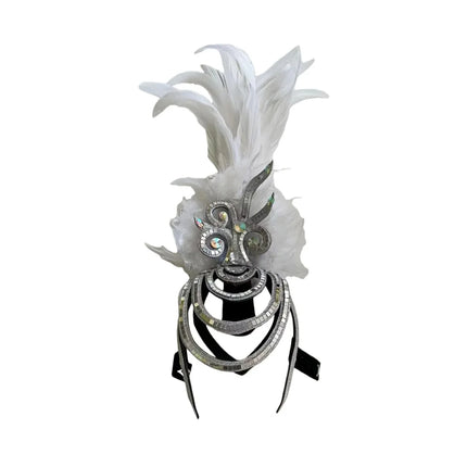 The Stardust Dionysia – Pure White Feather Carnival & Masque Ball Headdress