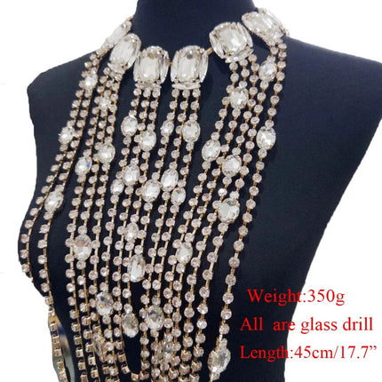 Long Tassel Rhinestone Glass Necklace