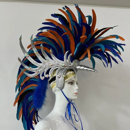 The Stardust Dynasty – Majestic Velvet & Feather Samba Masquerade Crown