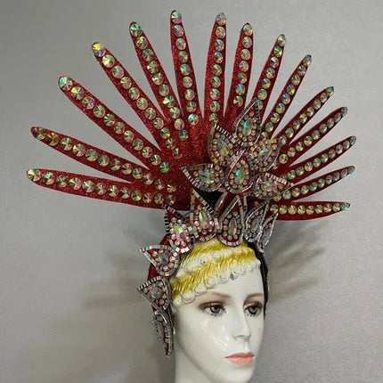 The Stardust Wings of Radiance – Deluxe Feathered Samba & Carnival Crown