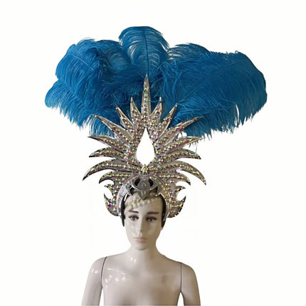 The Stardust Majestic Feather Crown – Carnival & Cabaret Stage Headdress