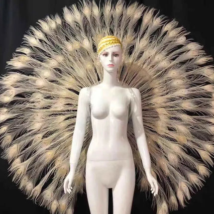 Showgirl Feather Backpiece and Rhinestone Headdress Set