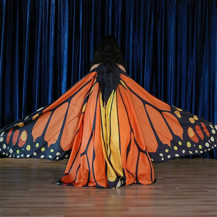 Vibrant Butterfly Belly Dance Wings with Telescopic Sticks Set
