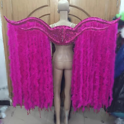 Large Feather Wing Backpiece with Shoulder Straps