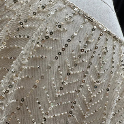 Sparkly Sequin & Beaded Leaf Mesh Capelet Evening Shawl Bolero Jacket