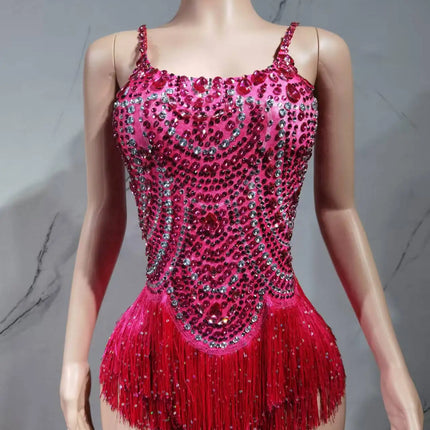 The Stardust Festival Fringe Bodysuit – Luxury Rhinestone Tassel Showgirl Costume
