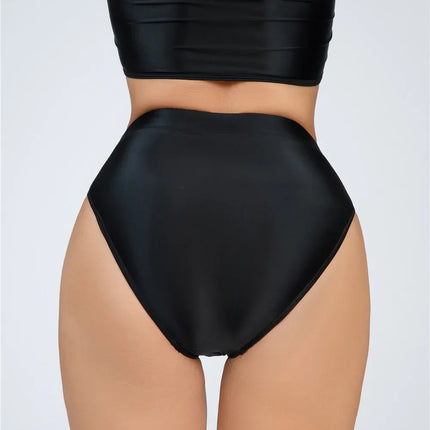 High-Waist Oil Glossy Sheer G-String Thong Satin Smooth Seamless Briefs