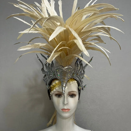The Stardust Dynasty – Majestic Velvet & Feather Samba Masquerade Crown