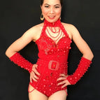 Red Bodysuit Gloves / L