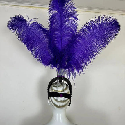 The Stardust Azure Sovereign – Royal Blue Feather Samba Carnival Headdress