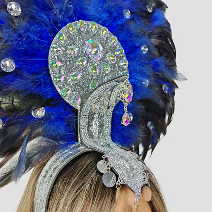 Women's Rhinestone Studded Carnival Feather Headdress & Cosplay Crown