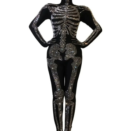 The Stardust Midnight Macabre – Rhinestone Skeleton Performance Bodysuit