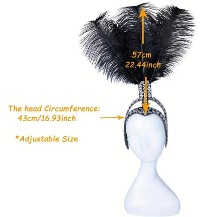 Ostrich Feathered Rhinestone Headpiece
