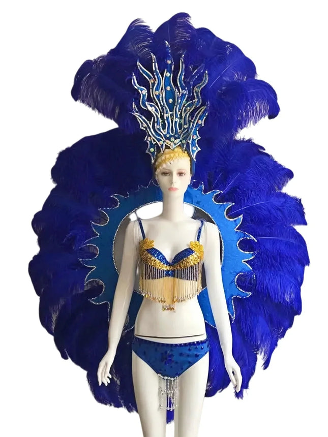 Feathered Carnival Headdress and Backpack Wing Set