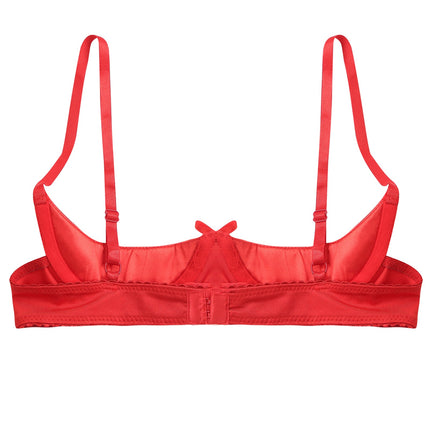Satin Underwire Half-Cup Push-Up Bra