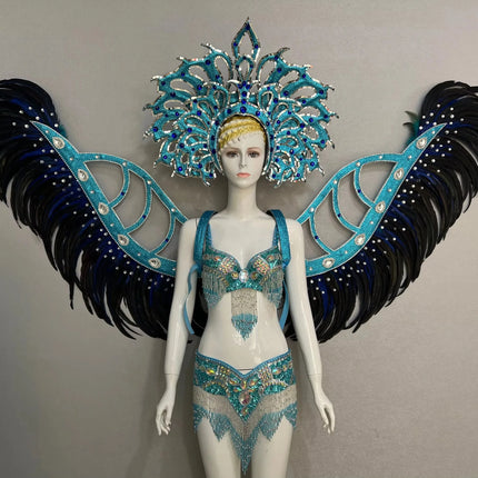 Multi-Color Feathered Wing and Headdress Performance Set