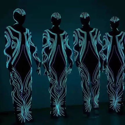 Optic Fiber LED Light-Up Catsuit Neon Muscle Wire Jumpsuit Stage Performance Costume
