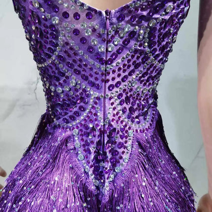 The Stardust Festival Fringe Bodysuit – Luxury Rhinestone Tassel Showgirl Costume