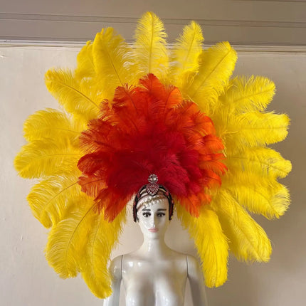 The Stardust Dionysia – Elegant Faux Fur & Rhinestone Samba Carnival Headdress