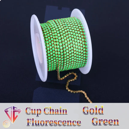 The Stardust Fluorescent Stream – Premium AAAA Glass Fluorescent & Mocha Rhinestone Cup Chain Trim