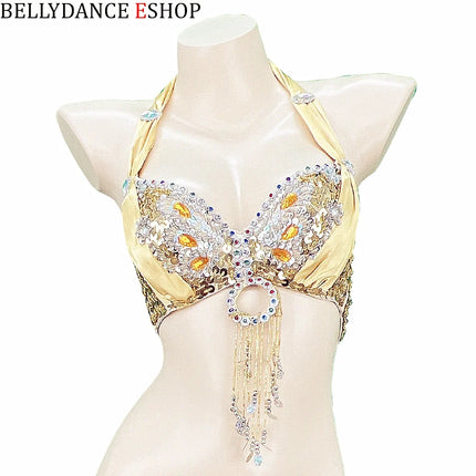 The Stardust Siren Shimmer – Sequin & Tassel Halter Belly Dance Bra Top