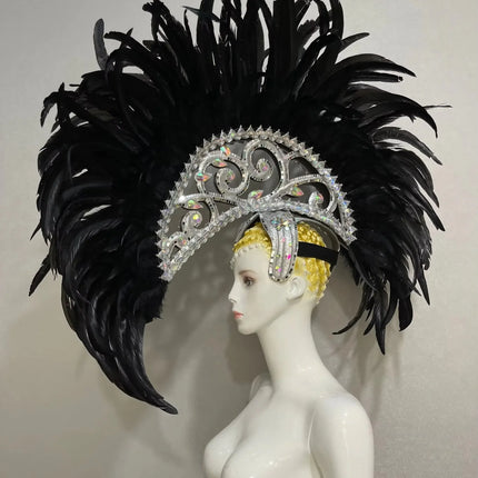 FASHIONABLE AND EXQUISITE HEADDRESS FEATHERS SAMBA DANCE CARNIVAL HALLOWEEN PARTY LATIN DANCE BAR PERFORMANCE HAT MASQUERADE