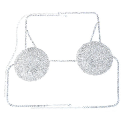 Dazzling Round Rhinestone Chest Chain & Statement Bra Body Jewelry