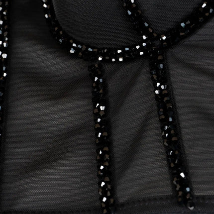 Pearl Beaded Bustier Corset Crop Top Push-Up Evening Party Camisole