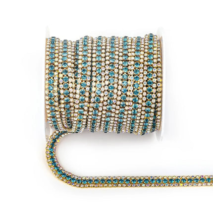 The Stardust Triple Crown – 3-Row Glass Crystal Rhinestone Cup Chain Trim