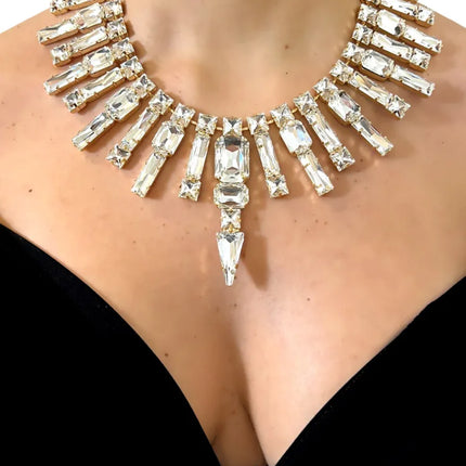 Geometric Glass Rhinestone Necklace