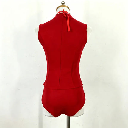 Red Yellow Blazer Vest 3 Piece Set Women Jazz Dance Team Performance Clothes Singer Bar Concert Nightclub Party Dance Costume