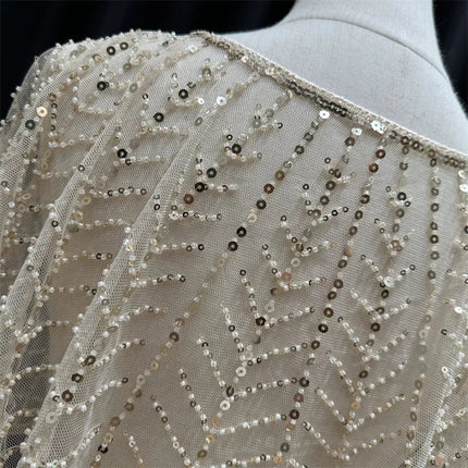 Sparkly Sequin & Beaded Leaf Mesh Capelet Evening Shawl Bolero Jacket