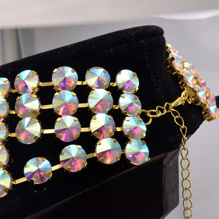 Oversized Crystal Gemstone Statement Choker Necklace Drag Queen Pageant Jewelry