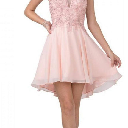 CLEARANCE - Aspeed S2331 Embroidered V-Neck Short A-Line Dress (Size Medium)