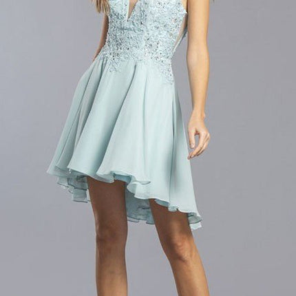 CLEARANCE - Aspeed S2331 Embroidered V-Neck Short A-Line Dress (Size Medium)
